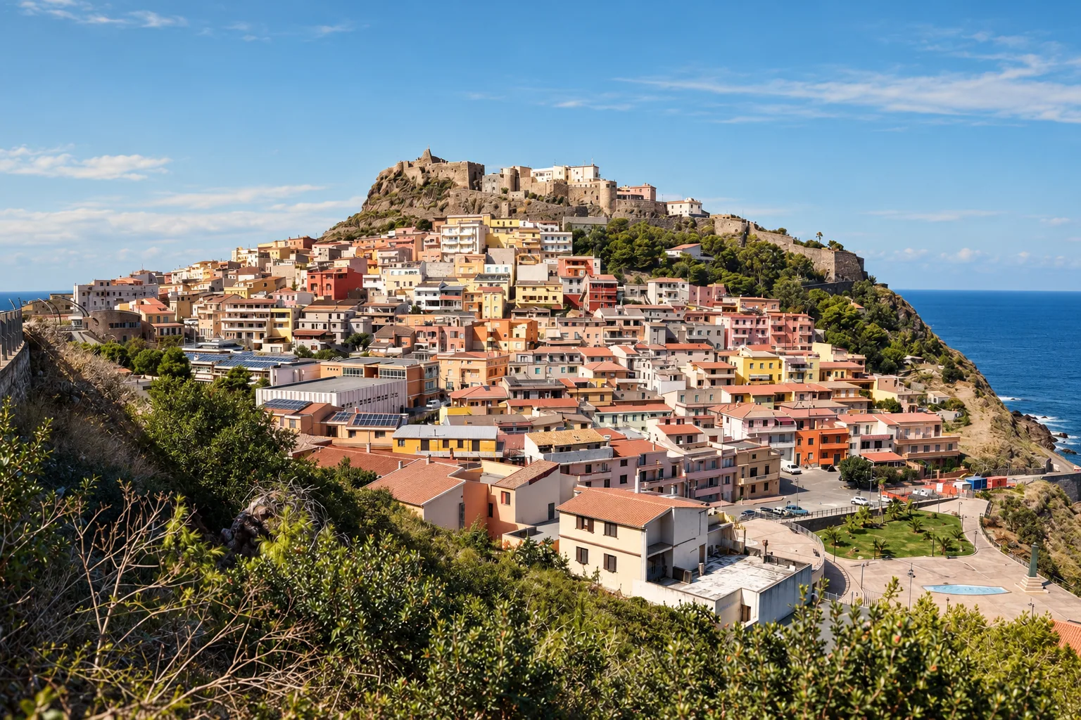 Castelsardo stacked above the Sardinian sea