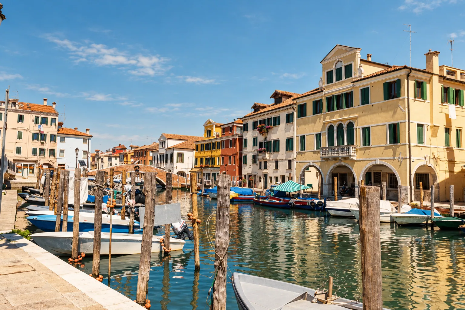 Boats along the Canal Vena in Chioggia