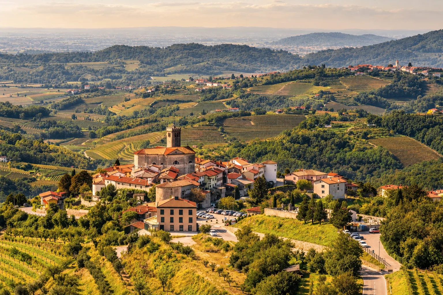 Vineyards of the Collio rolling toward Gorizia