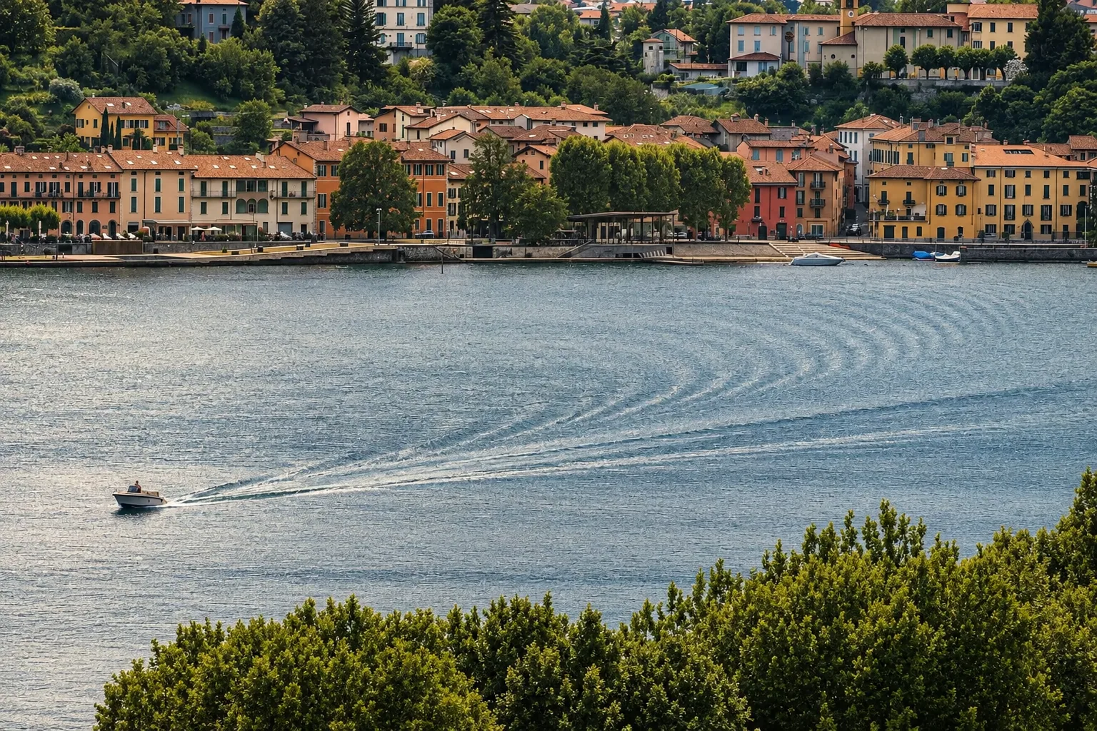 Painted facades along the Lecco lakefront