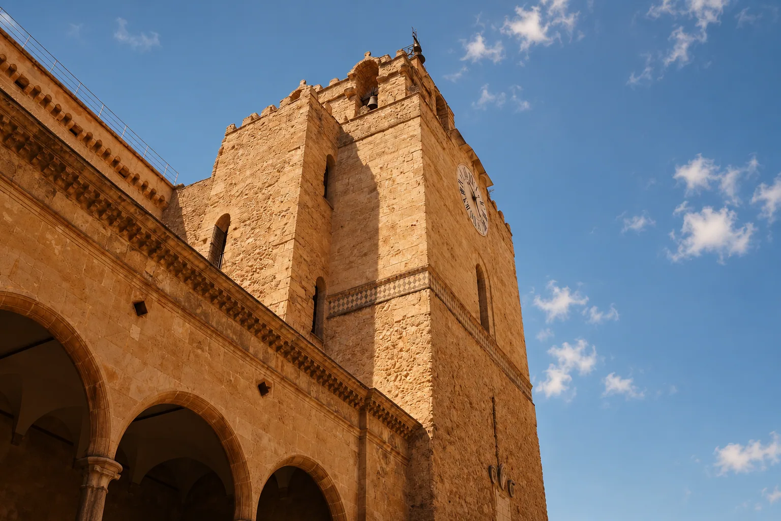 Golden stone of Monreale's cathedral cloister