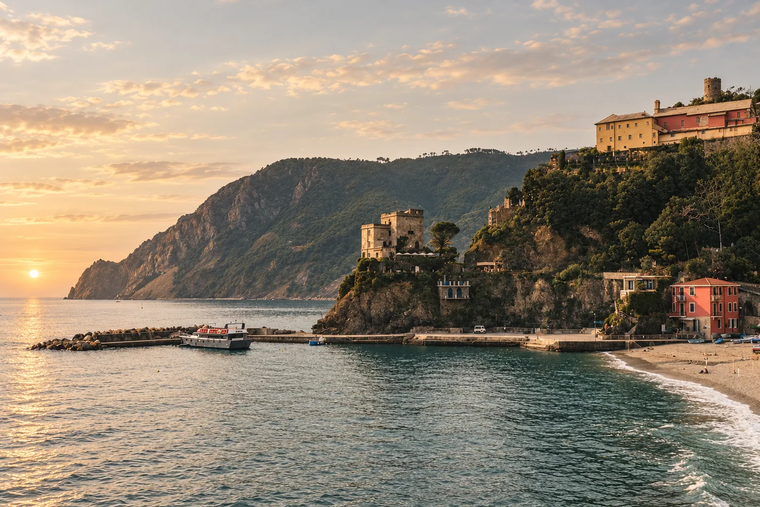 Dawn over the headland at Monterosso al Mare