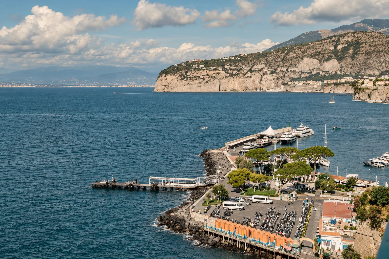 Sorrento on its tufa cliffs above Marina Piccola