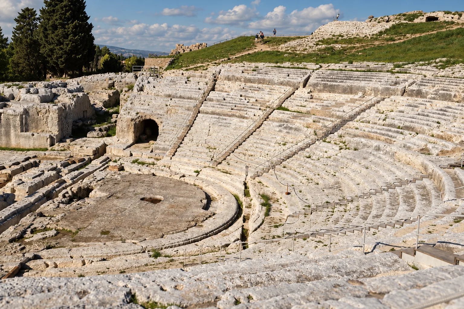 The Greek theatre of Syracuse carved in white stone