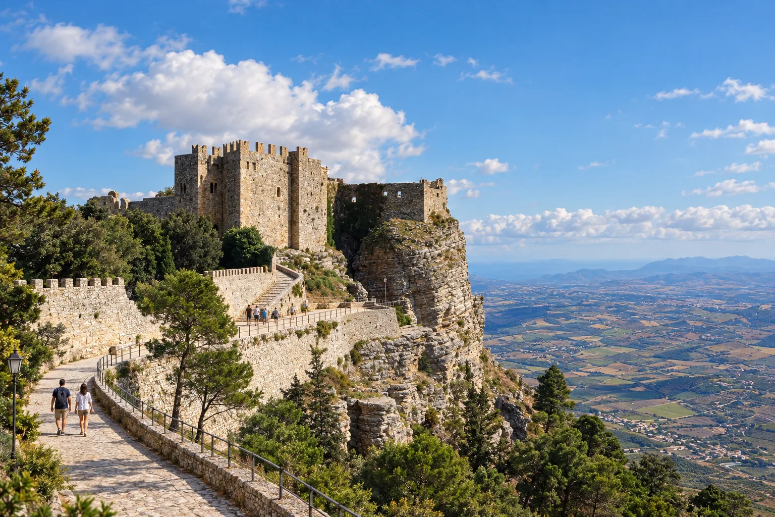 Erice's Venus Castle on a sheer rock above the Sicilian plain
