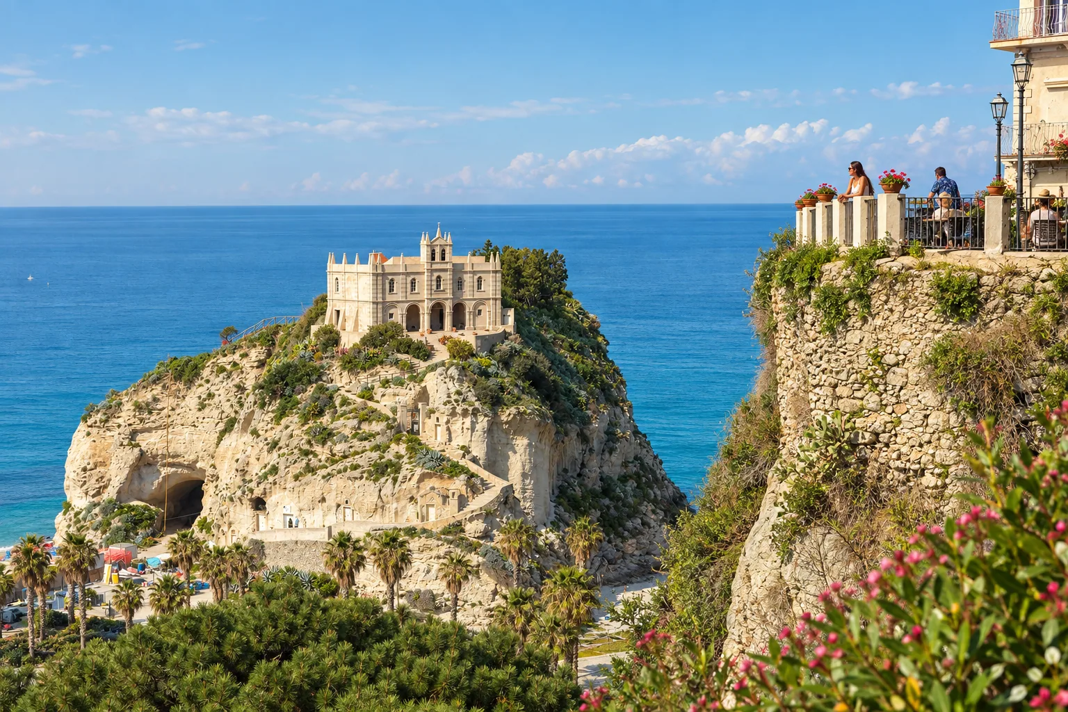 Santa Maria dell'Isola seen from Tropea's cliff-top belvedere