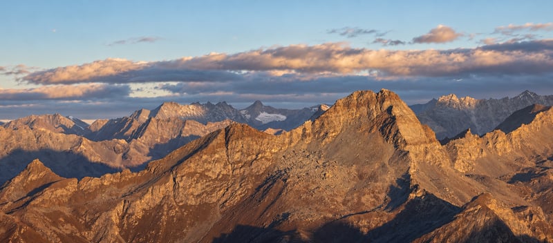 Alpenglow over the high peaks of the Valle d'Aosta