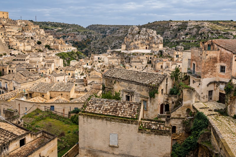 The Sassi of Matera glowing in Basilicata