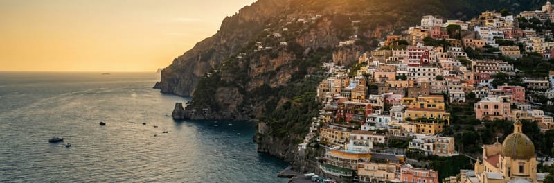 Positano on the Amalfi Coast at golden hour