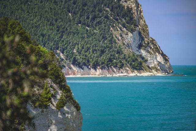 The white cliff of Monte Conero over the Adriatic, Marche