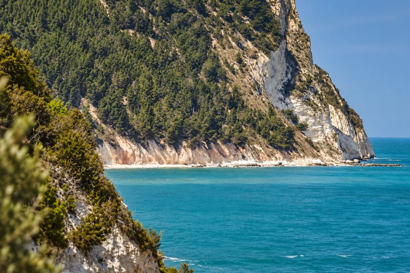 The white cliff of Monte Conero over the Adriatic, Marche