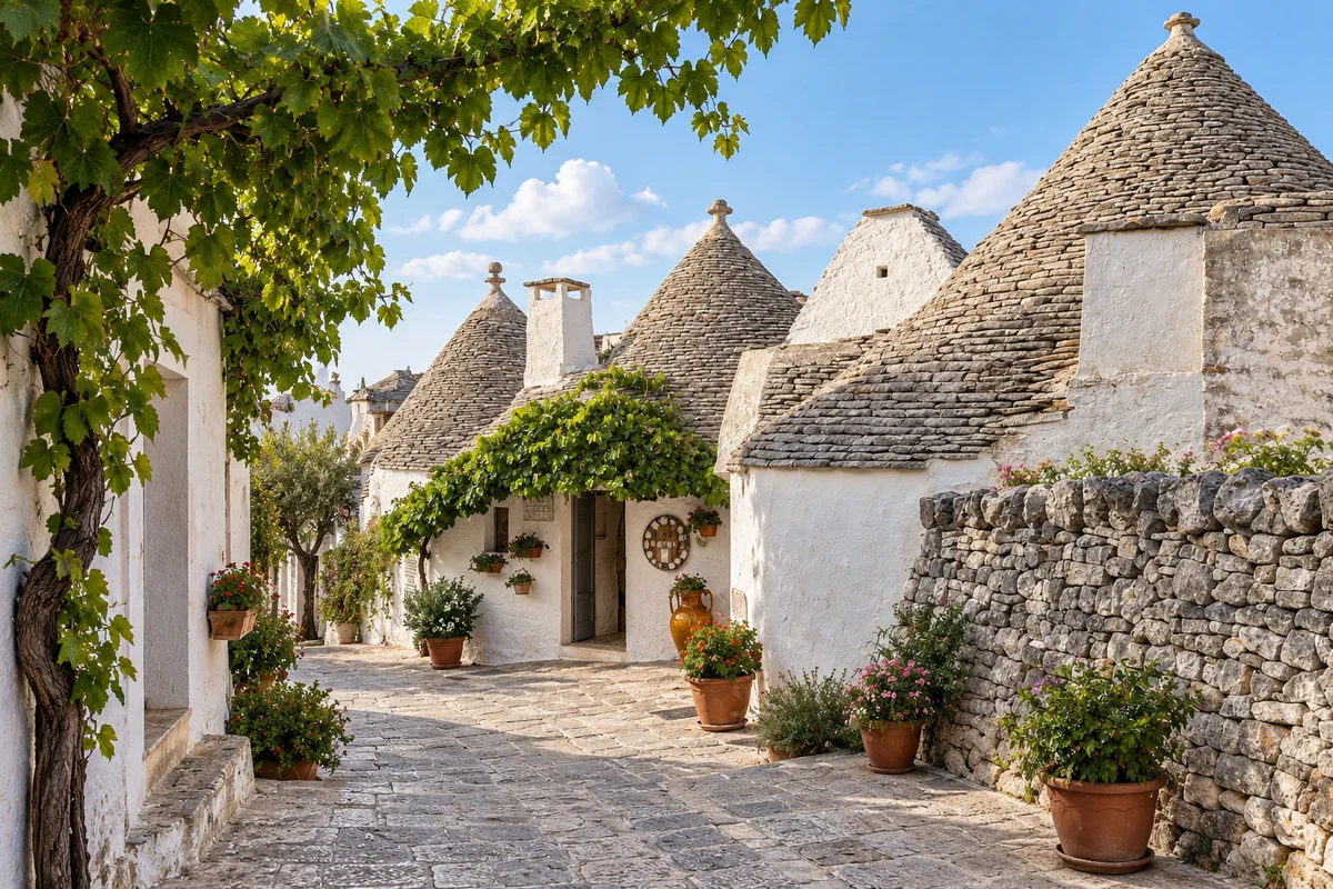 Trulli houses of Alberobello at dusk