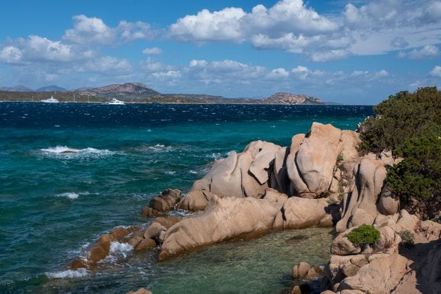 Pink granite and turquoise water on the Gallura coast, Sardinia