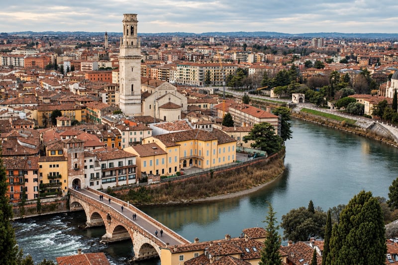 Verona bending with the Adige, Veneto