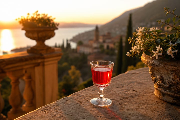 Alkermes bottle with traditional Tuscan desserts