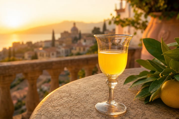 Arancello bottle with Sicilian oranges