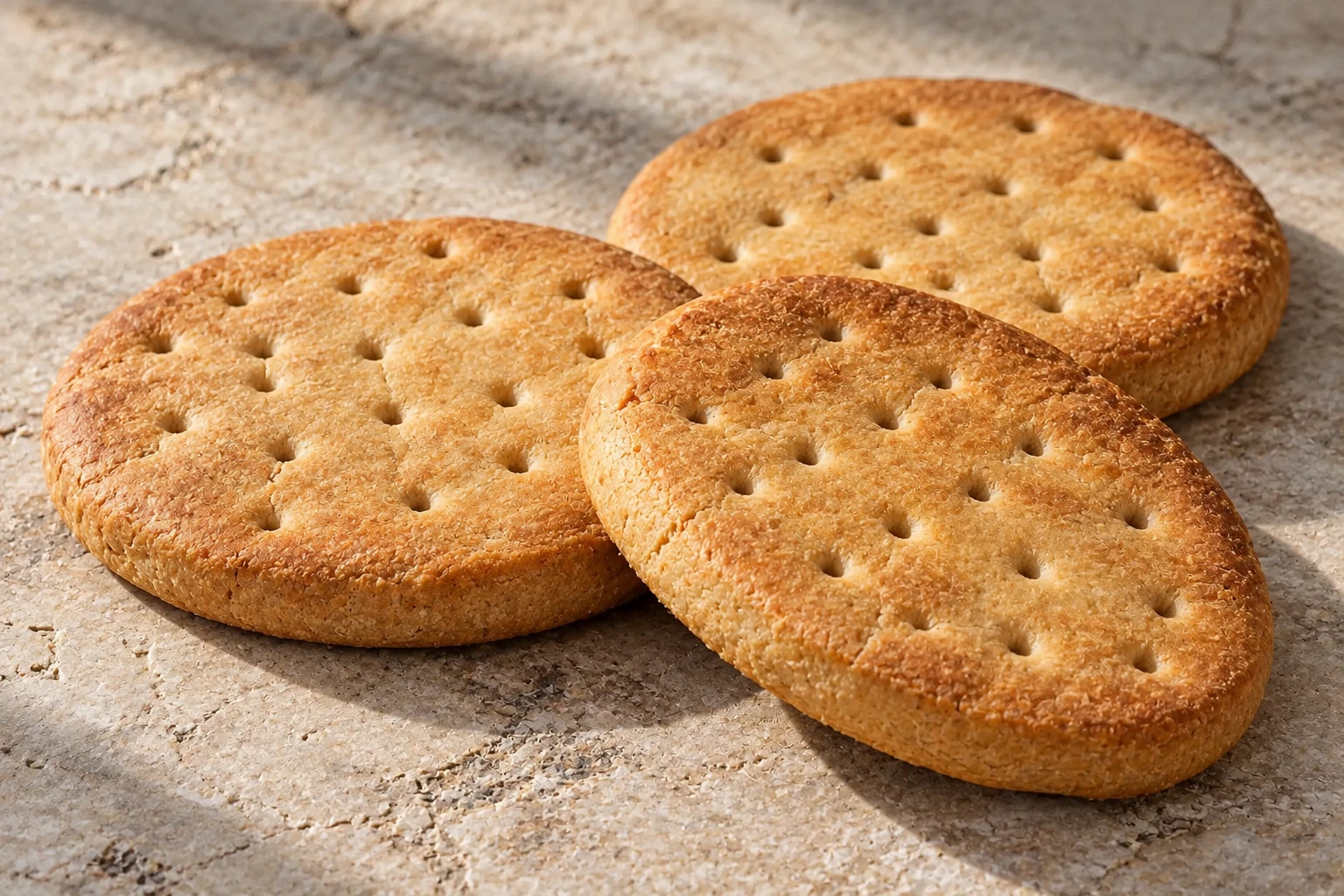 Gallette del marinaio genovesi, spesse e asciutte, con piccoli fori.