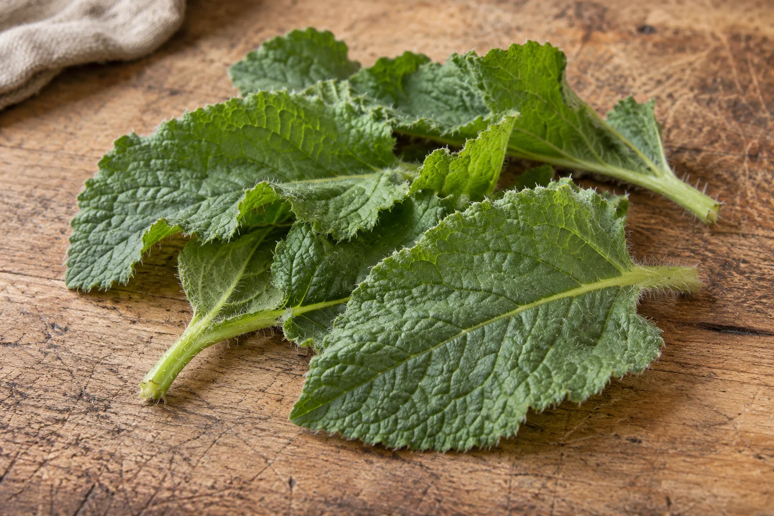 Foglie fresche di borragine da cuocere.