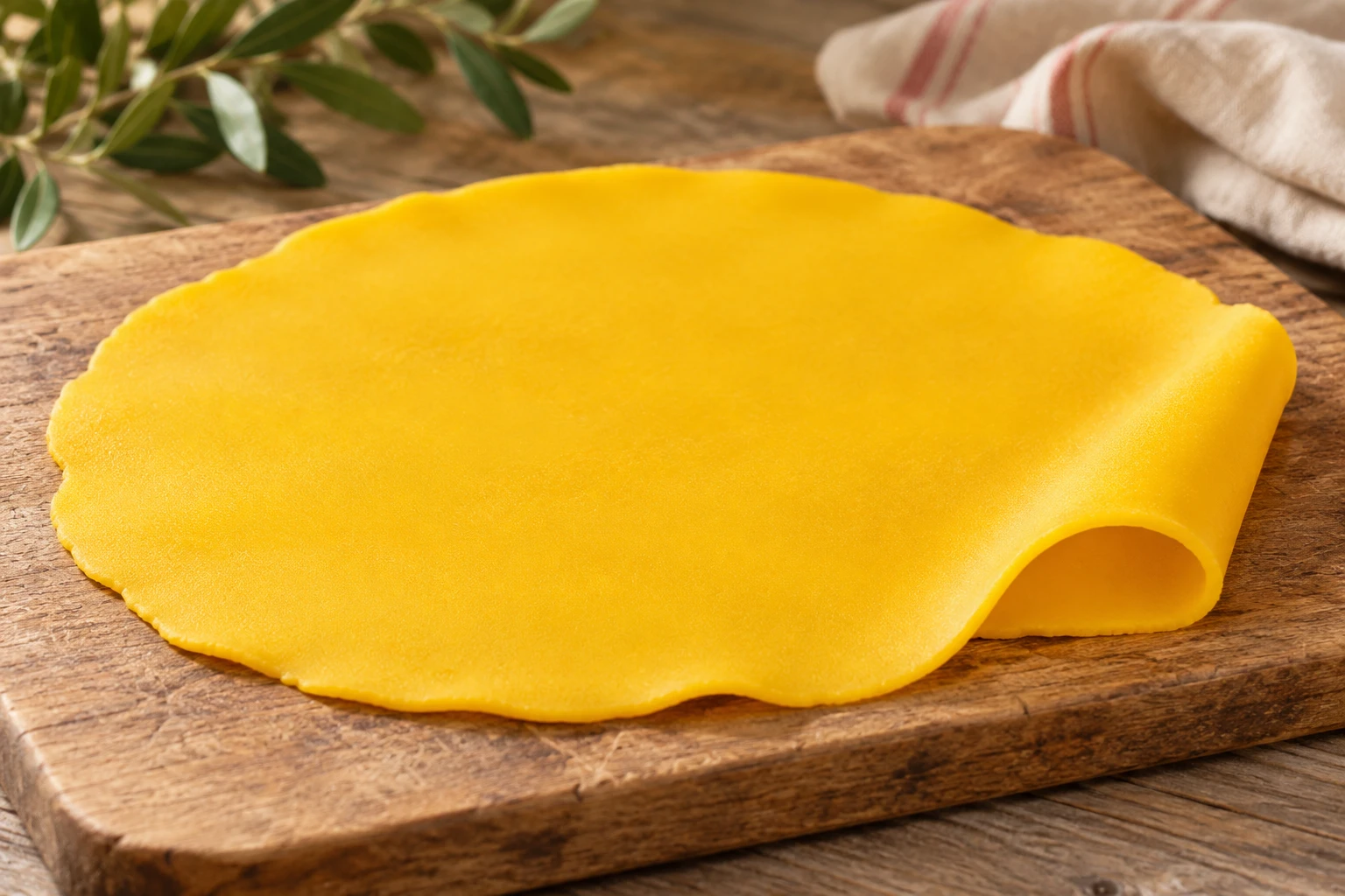 Sfoglia sottile di marzapane giallo stesa su un tagliere