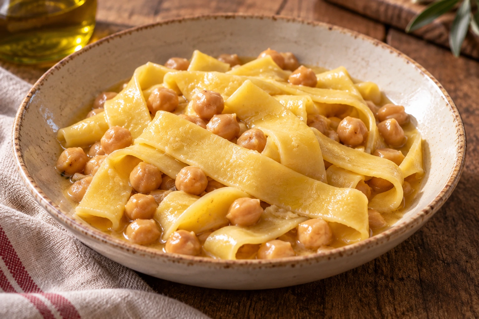 Lucan egg-pasta ribbons with chickpeas