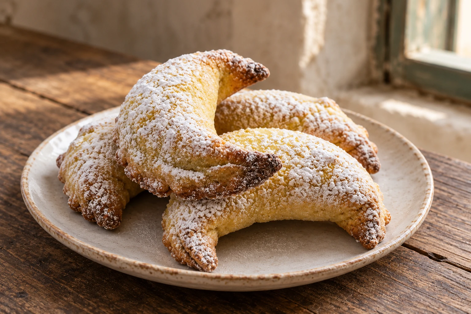 Sugar-dusted ceppellate di Trivento on a plate